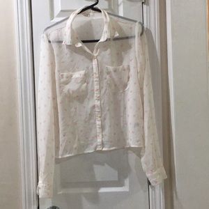 Aeropostale long sleeved heart pattern sheer top